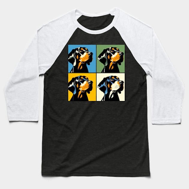 Black and Tan Coonhound Pop Art - Dog Lovers Baseball T-Shirt by PawPopArt